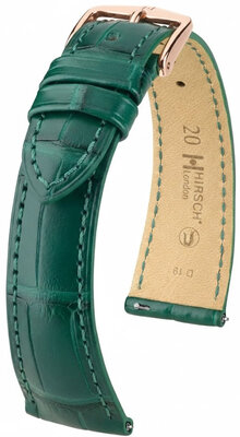 Leather strap Hirsch London L 04307049-7, green, alligator leather, length L, Quick Release
