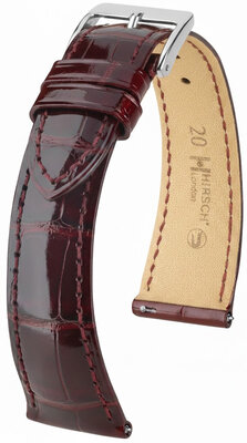 Leather strap Hirsch London L 04307060-2, red, alligator leather, length L, Quick Release