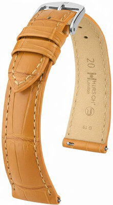 Leather strap Hirsch London L 04307075-2, brown, alligator leather, length L, Quick Release