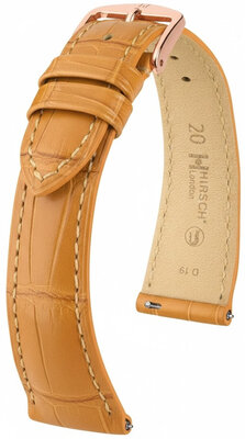 Leather strap Hirsch London L 04307075-7, brown, alligator leather, length L, Quick Release
