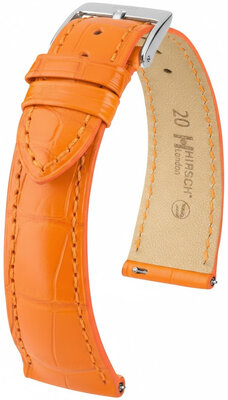 Leather strap Hirsch London L 04307076-2, orange, alligator leather, length L, Quick Release