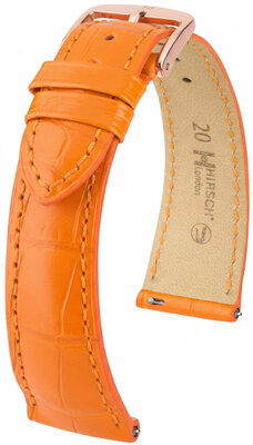 Leather strap Hirsch London L 04307076-7, orange, alligator leather, length L, Quick Release