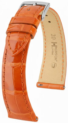 Leather strap Hirsch London L 04307077-2, orange, alligator leather, length L, Quick Release