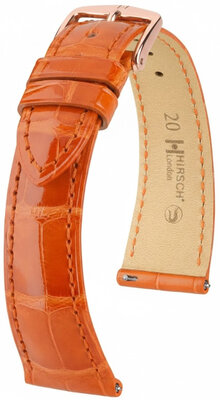 Leather strap Hirsch London L 04307077-7, orange, alligator leather, length L, Quick Release