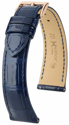 Leather strap Hirsch London L 04307080-7, blue, alligator leather, length L, Quick Release