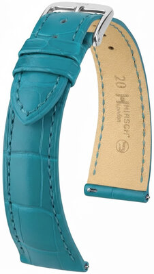 Leather strap Hirsch London L 04307083-2, blue, alligator leather, length L, Quick Release