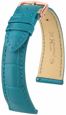 Leather strap Hirsch London L 04307083-7, blue, alligator leather, length L, Quick Release
