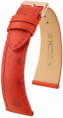 Leather strap Hirsch Massai Ostrich 04262120-7, Red, ostrich skin, Quick Release