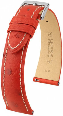 Leather strap Hirsch Massai Ostrich 04262121-2, Red, ostrich skin, Quick Release