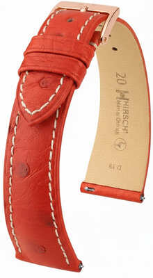 Leather strap Hirsch Massai Ostrich 04262121-7, Red, ostrich skin, Quick Release