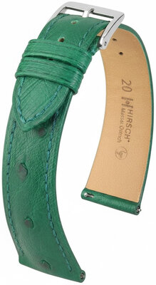 Leather strap Hirsch Massai Ostrich 04262140-2, Green, ostrich skin, Quick Release