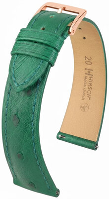 Leather strap Hirsch Massai Ostrich 04262140-7, Green, ostrich skin, Quick Release