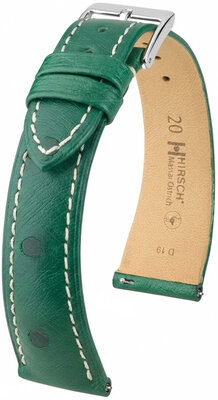 Leather strap Hirsch Massai Ostrich 04262141-2, Green, ostrich skin, Quick Release