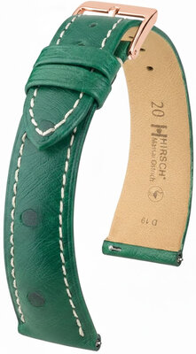 Leather strap Hirsch Massai Ostrich 04262141-7, Green, ostrich skin, Quick Release