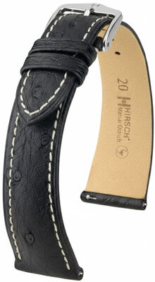 Leather strap Hirsch Massai Ostrich 04262151-2, black, ostrich skin, Quick Release