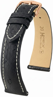 Leather strap Hirsch Massai Ostrich 04262151-7, black, ostrich skin, Quick Release