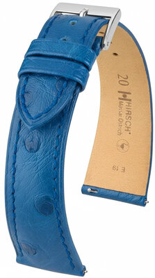 Leather strap Hirsch Massai Ostrich 04262185-2, Blue, ostrich skin, Quick Release