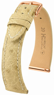 Leather strap Hirsch Massai Ostrich 04262190-7, Beige, ostrich skin, Quick Release