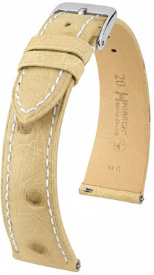 Leather strap Hirsch Massai Ostrich 04262191-2, Beige, ostrich skin, Quick Release