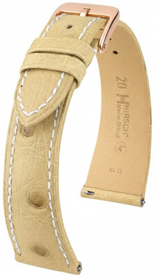 Leather strap Hirsch Massai Ostrich 04262191-7, Beige, ostrich skin, Quick Release