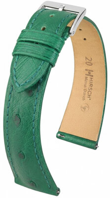 Leather strap Hirsch Massai Ostrich L 04262040-2, green, ostrich leather, length L, Quick Release