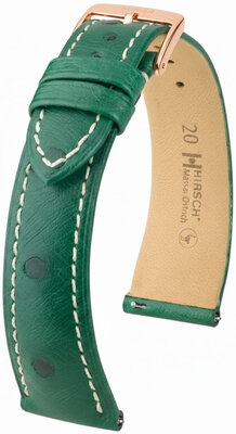 Leather strap Hirsch Massai Ostrich L 04262041-7, green, ostrich leather, length L, Quick Release