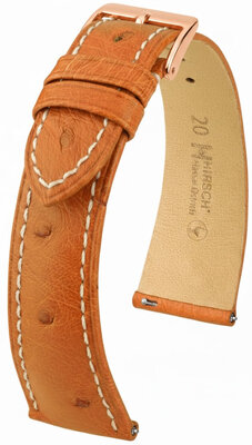 Leather strap Hirsch Massai Ostrich L 04262071-7, brown, ostrich leather, length L, Quick Release
