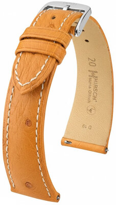 Leather strap Hirsch Massai Ostrich L 04262074-2, brown, ostrich leather, length L, Quick Release
