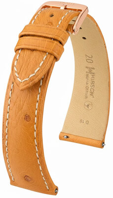 Leather strap Hirsch Massai Ostrich L 04262074-7, brown, ostrich leather, length L, Quick Release