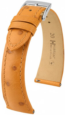 Leather strap Hirsch Massai Ostrich L 04262075-2, brown, ostrich leather, length L, Quick Release