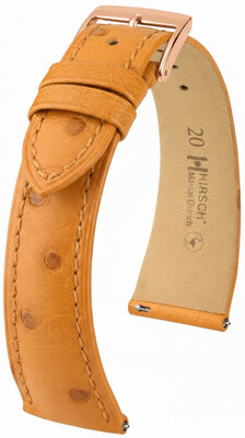 Leather strap Hirsch Massai Ostrich L 04262075-7, brown, ostrich leather, length L, Quick Release