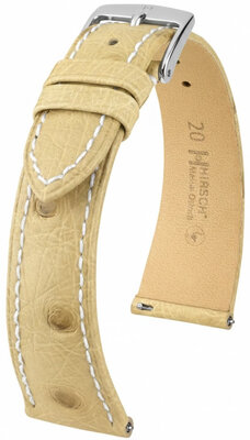 Leather strap Hirsch Massai Ostrich L 04262091-2, beige, ostrich leather, length L, Quick Release