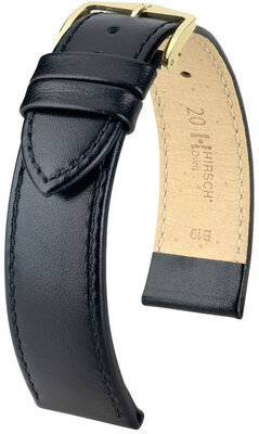 Leather strap Hirsch Osiris L 03475050NQ-1, black, calf leather, length L