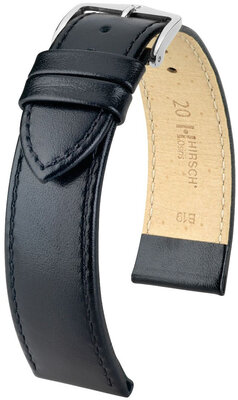 Leather strap Hirsch Osiris L 03475050NQ-2, black, calf leather, length L