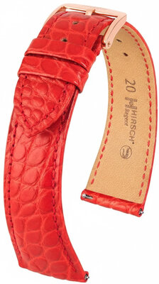 Leather strap Hirsch Regent 04107129-7, Red, alligator skin, Quick Release