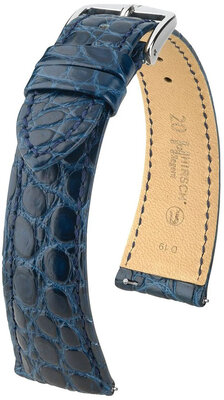 Leather strap Hirsch Regent 04107189-2, Blue, alligator skin, Quick Release