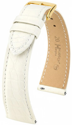 Leather strap Hirsch Regent L 04107009-1, white, alligator leather, length L, Quick Release