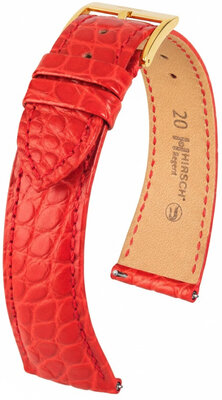Leather strap Hirsch Regent L 04107029-1, red, alligator leather, length L, Quick Release
