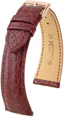 Leather strap Hirsch Regent L 04107069-7, red, alligator leather, length L, Quick Release
