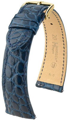 Leather strap Hirsch Regent L 04107089-1, blue, alligator leather, length L, Quick Release