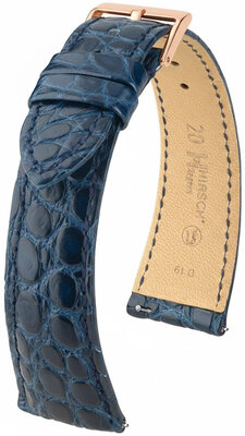 Leather strap Hirsch Regent L 04107089-7, blue, alligator leather, length L, Quick Release