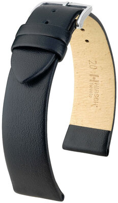 Leather strap Hirsch Toronto L 03702050NQ-2, black, calf leather, length L