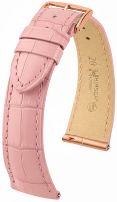 Leather strap Hirsch London L 04207022-7, orange, alligator leather, length L, Quick Release