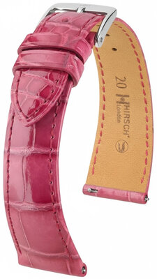 Leather strap Hirsch London L 04207024-2, pink, alligator leather, length L, Quick Release