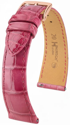 Leather strap Hirsch London L 04207024-7, pink, alligator leather, length L, Quick Release