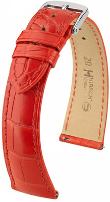 Leather strap Hirsch London L 04207029-2, red, alligator leather, length L, Quick Release