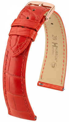 Leather strap Hirsch London L 04207029-7, red, alligator leather, length L, Quick Release