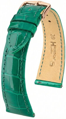 Leather strap Hirsch London L 04207040-7, green, alligator leather, length L, Quick Release