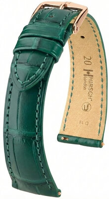 Leather strap Hirsch London L 04207049-7, green, alligator leather, length L, Quick Release