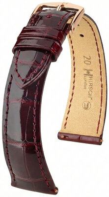 Leather strap Hirsch London L 04207050-7, black, alligator leather, length L, Quick Release